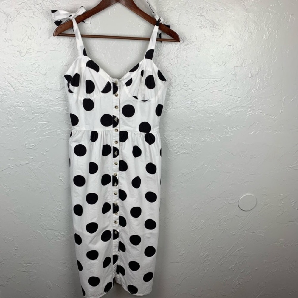 Polka dot bustier midi dress black white spot bows - Picture 5 of 12